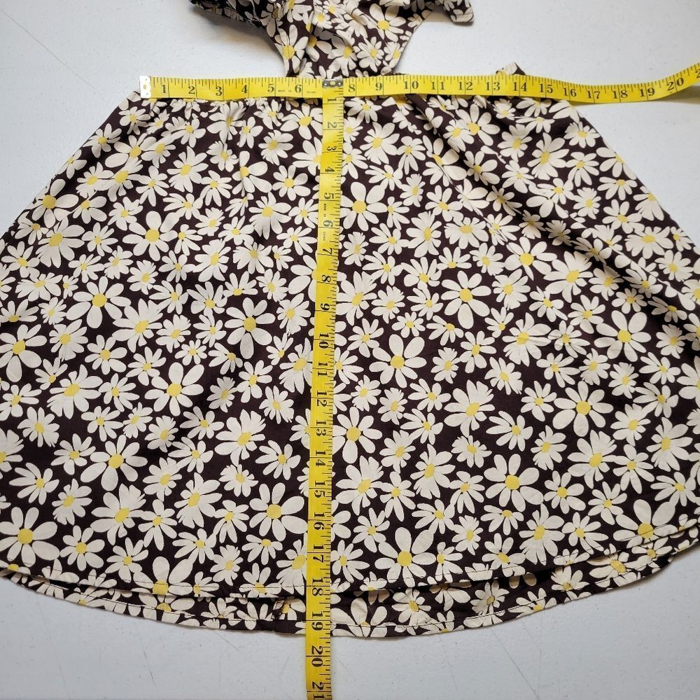 Indulge Cotton Daisy Print Mini Dress in Brown and White Cut Out Sides and Back - Picture 11 of 11